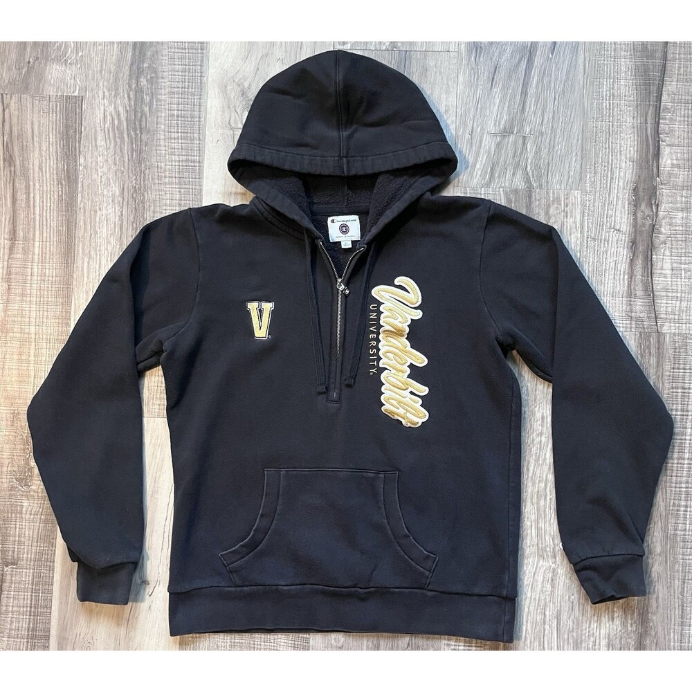Champion Vanderbilt University Black Hoodie 1/2 Zip Sweatshirt Women's Large